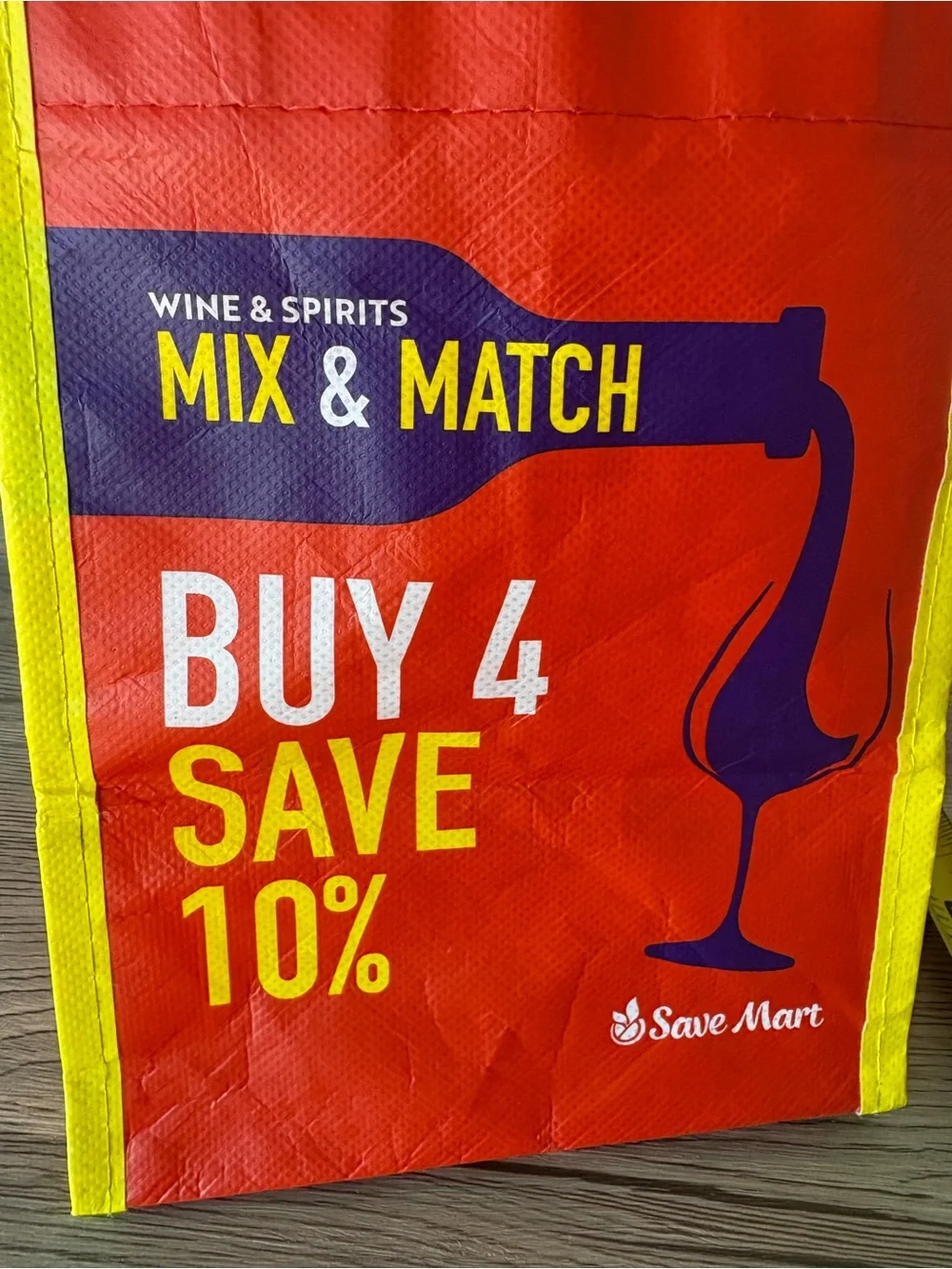 Small Save Mart Mix & Match Wine Red and Yellow Promotional Tote Bag